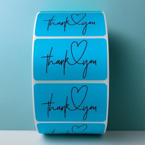 Thank You Heart Stickers – Modern Script Labels for Small Business Packaging - Picture 2 of 11